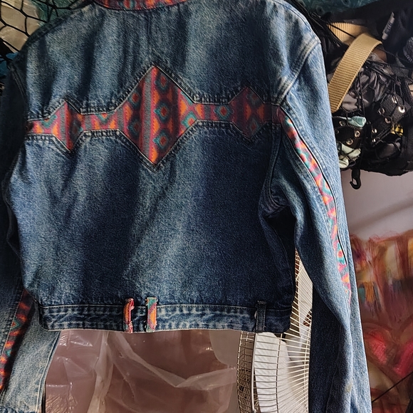 Denim Jacket with Colorful Pattern - Picture 3 of 6